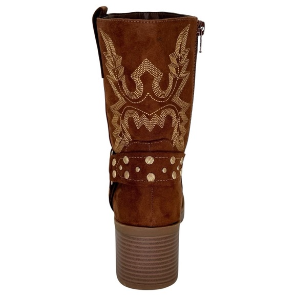 Sun + Stone Norahh Brown Microsuede Embroidered Womens Ankle Boots Size 8M - Picture 4 of 15